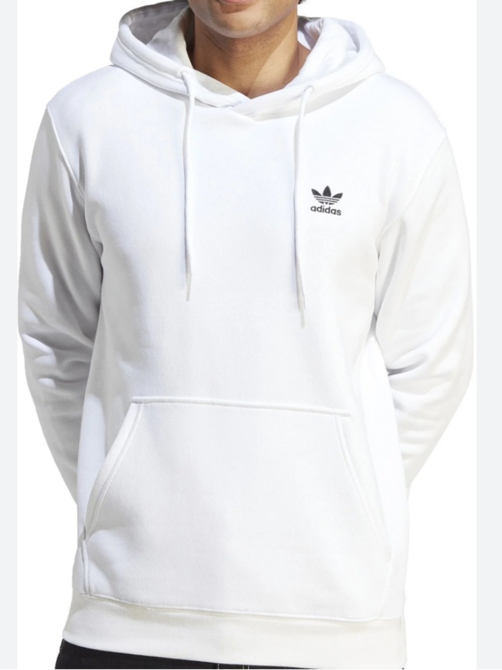 adidas White Hoodie with Small Trefoil Logo